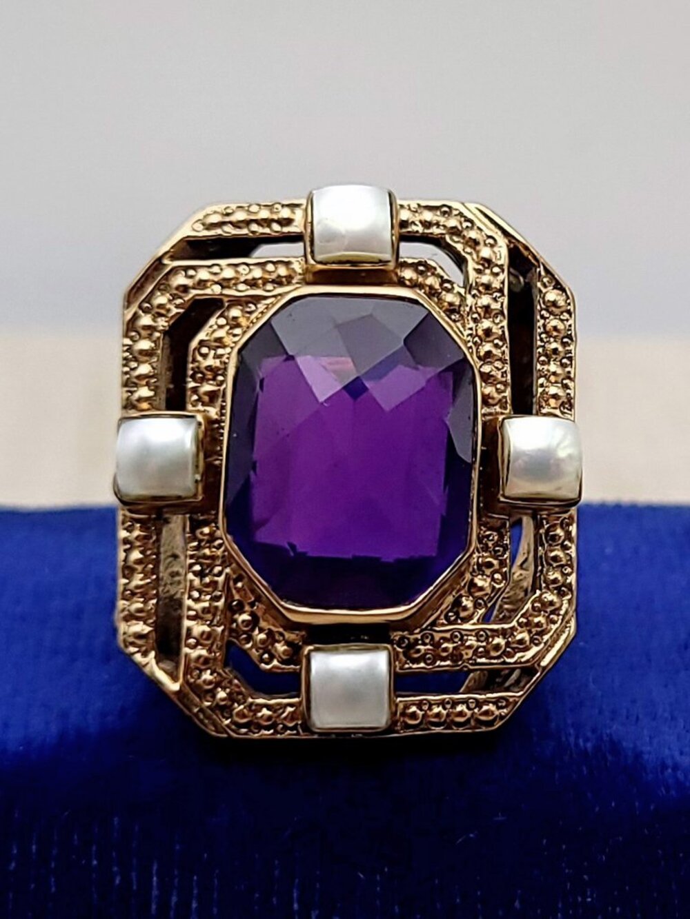 Nicky Butler Amethyst and Pearl Cocktail Ring - Bronze - Size 10